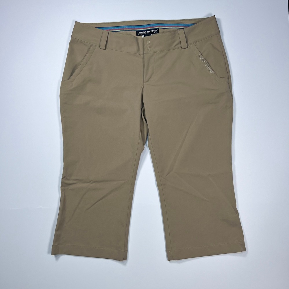 Under Armour Golf Capris Womens Size 10‎ Tan/Khaki Performance Cropped Pants